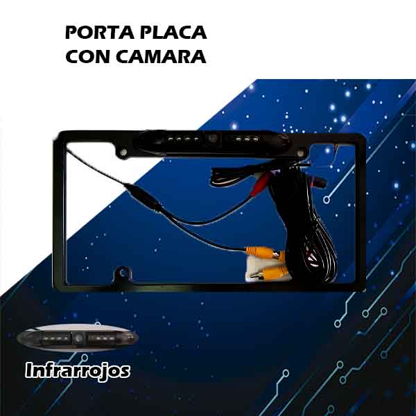 Porta placa camara de retroceso con infrarrojo